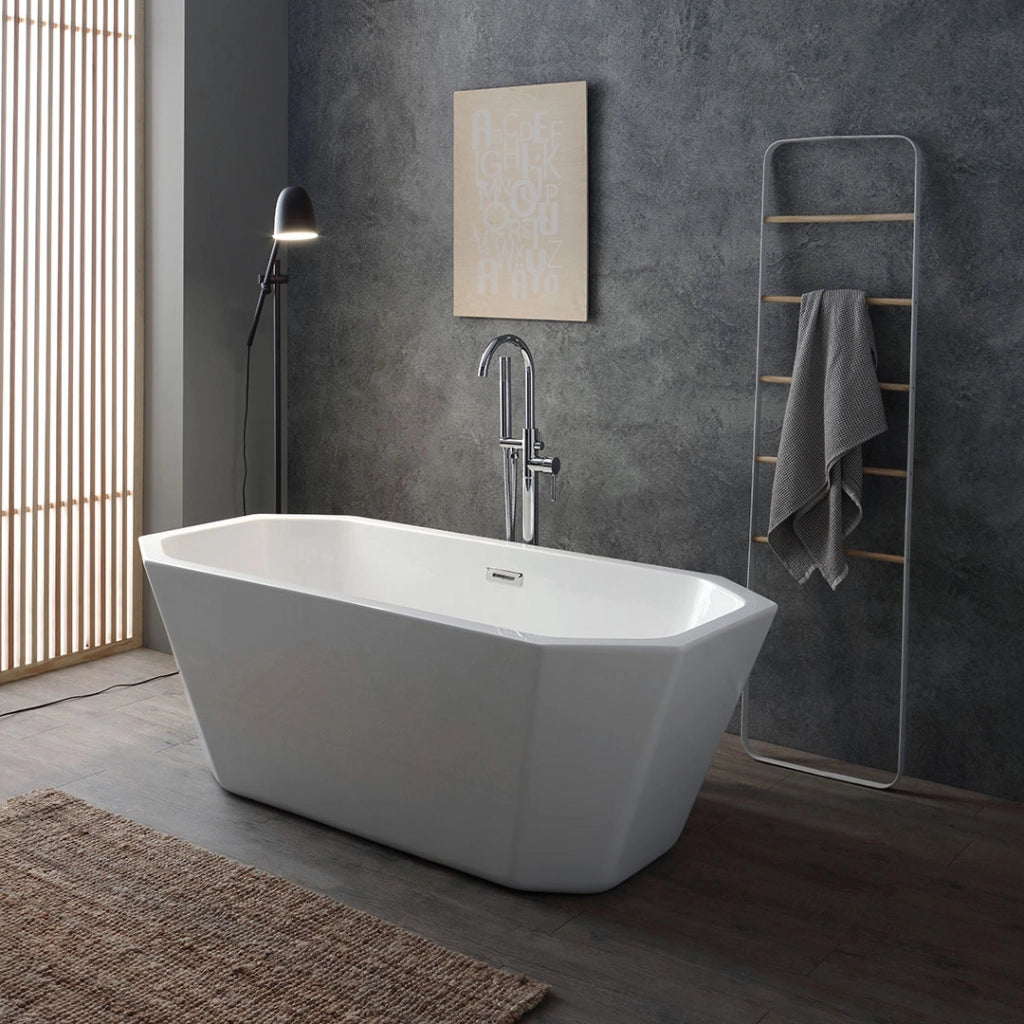 Vasca freestanding ottagonale in acrilico bianco