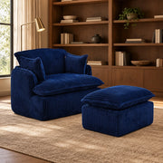 POLTRONA compressa con pouf, 115x89x77 cm, rivestimento blu