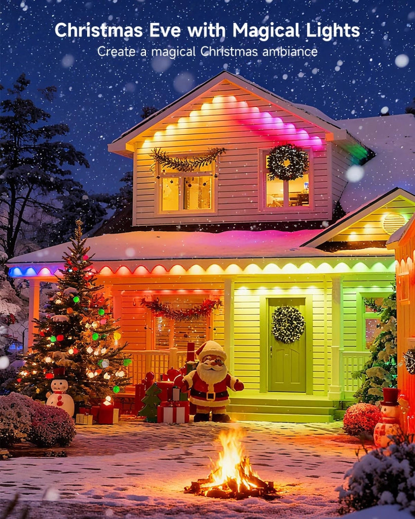 Luci per grondaie, lunghezza 30 metri, 60 LED, 15000 lumen, illuminazione esterna, colore nero
