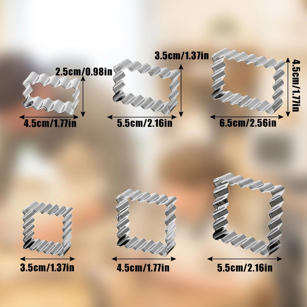 Set di 6 formine per biscotti in acciaio inossidabile, rettangolari e quadrate
