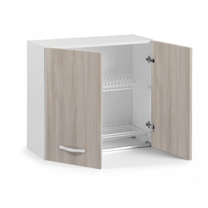 Mobile Pensile scolapiatti componibile per cucina olmo Cm 80x32xH 72 con 2 ante