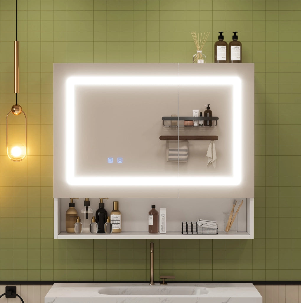 Armadietto a specchio per bagno 80 x 17 x 70 cm con LED e funzione antiappannamento