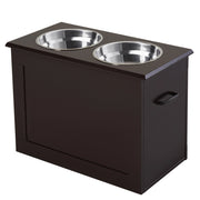 Station de Repas surélevée pour Chien 60x30x41 cm - MDF Brun avec Rangement et Gamelles