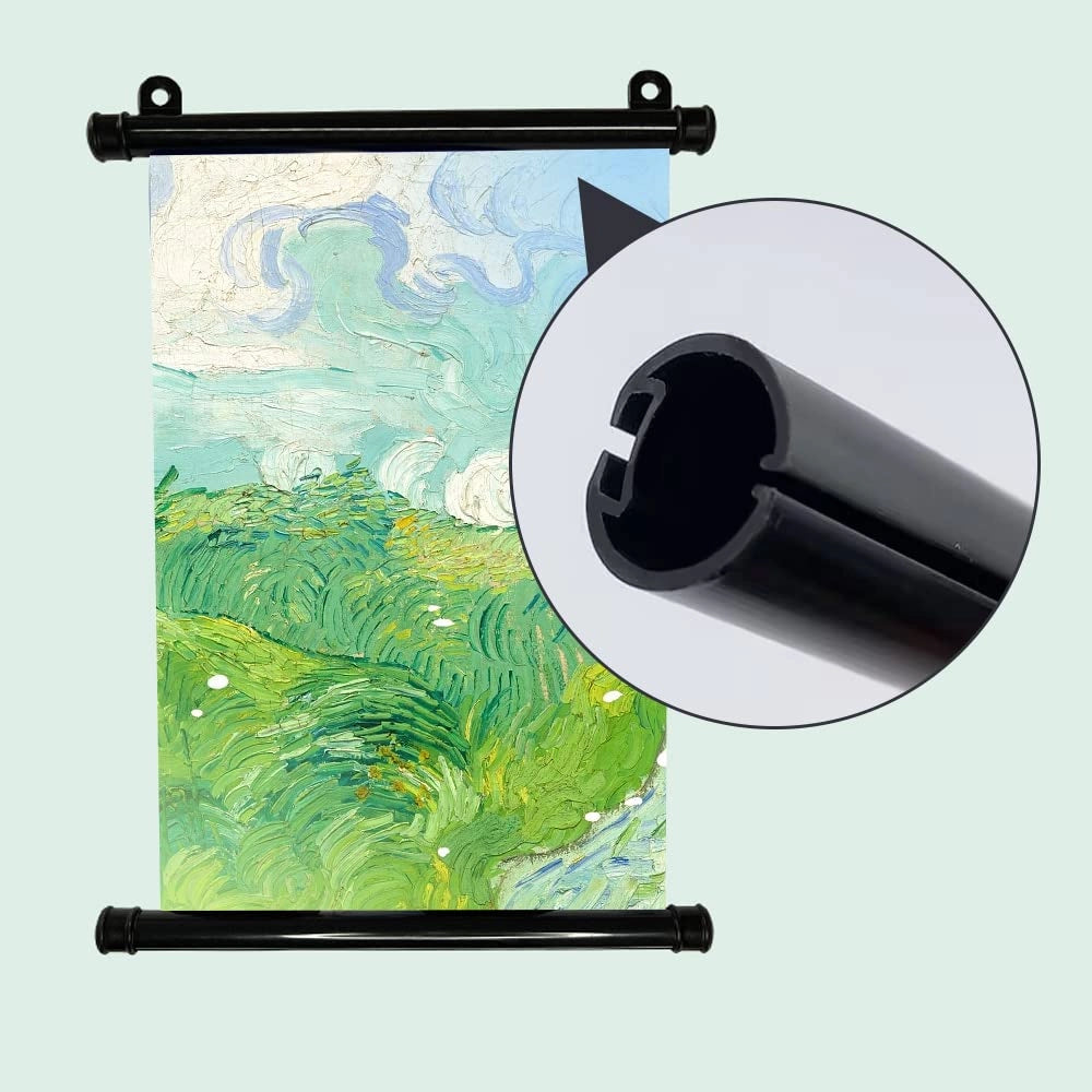 Set di 4 ganci per poster, dimensioni 33 cm, in plastica, colore nero e bianco, leggeri