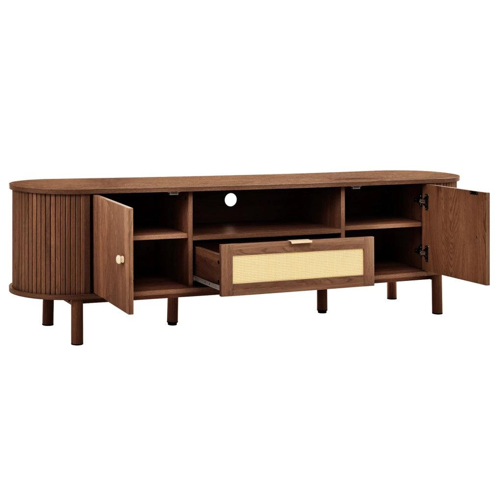 Mobile TV 175x36x51 cm in MDF noce con vano contenitore e nicchia aperta