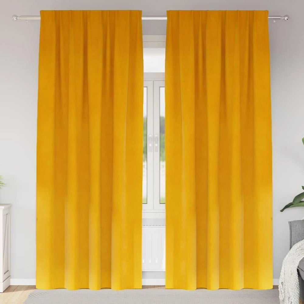 Tende 2 pz Giallo Senape 140 x 225 cm Velluto