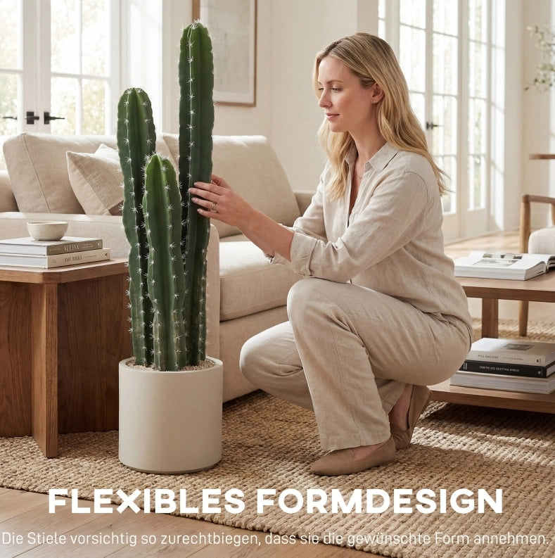 Cactus artificiale verde alto 95 cm con vaso decorativo