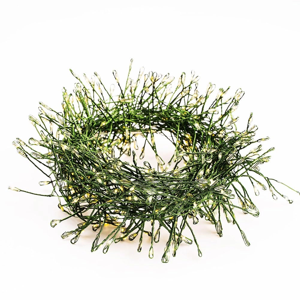 Luci decorative a tema fiabesco, lunghezza 30 metri, 1000 LED bianco caldo, filo verde, impermeabili, con telecomando