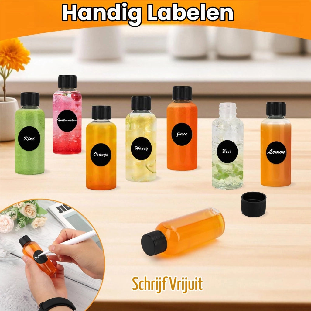 48 mini-bottiglie di plastica da 30/60/100 ml, riutilizzabili, con accessori