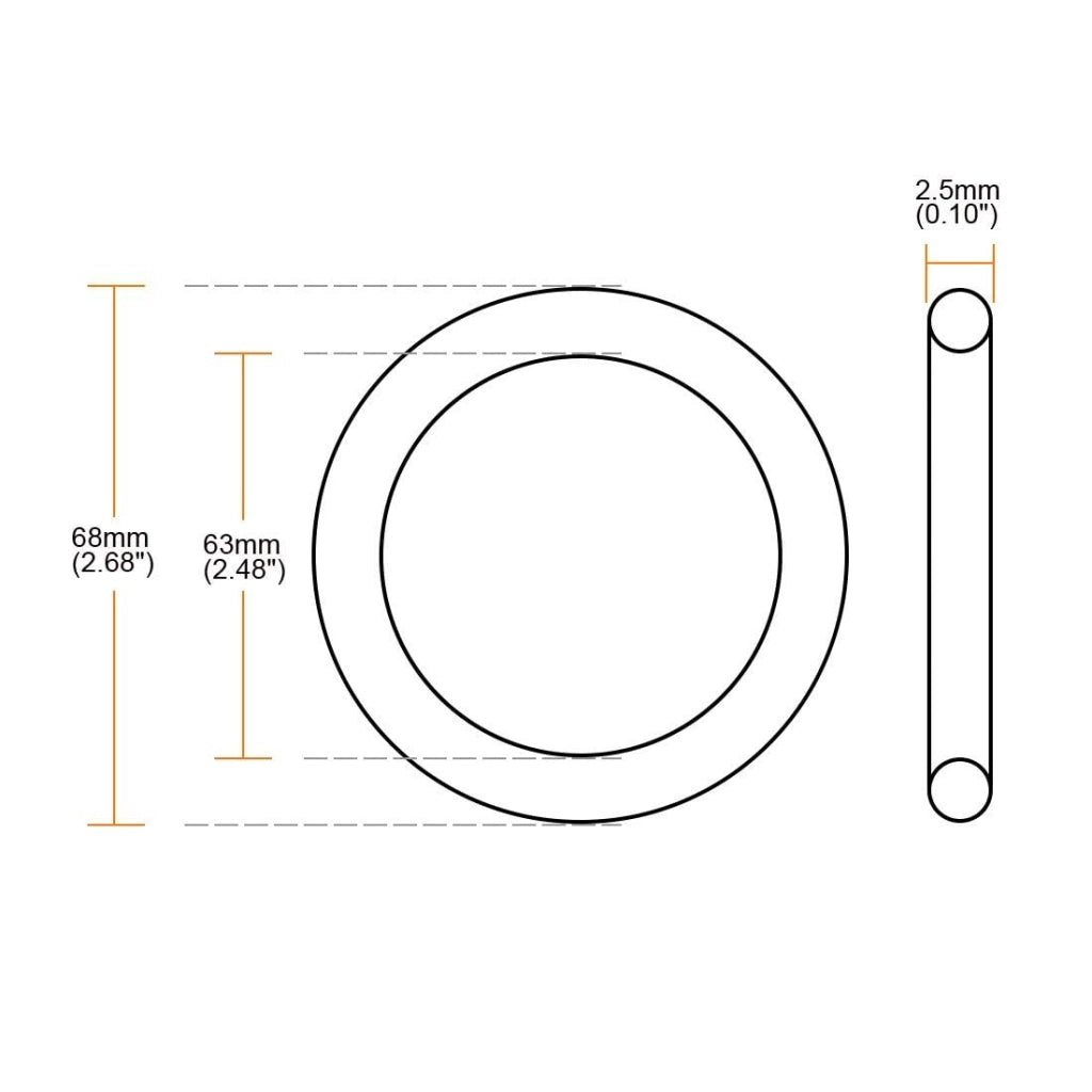 O-ring, 10 pezzi, 68x63x2,5 mm, gomma nitrilica, set di guarnizioni