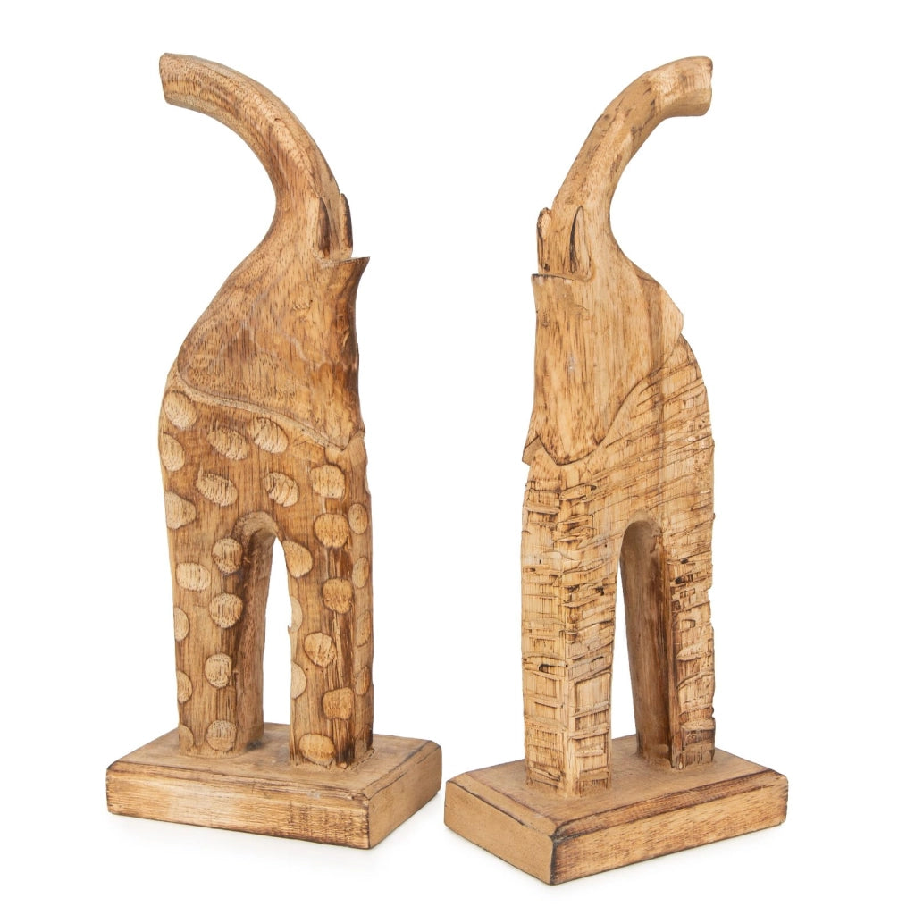 Due figure di elefanti in legno, sculture decorative, 38 cm, stile moderno