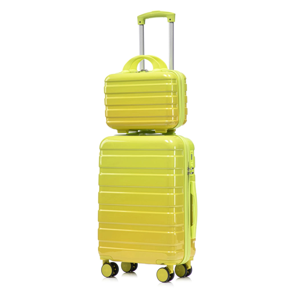VALIGIA rigida 55 cm in PC verde con beauty case, set da 2 pezzi