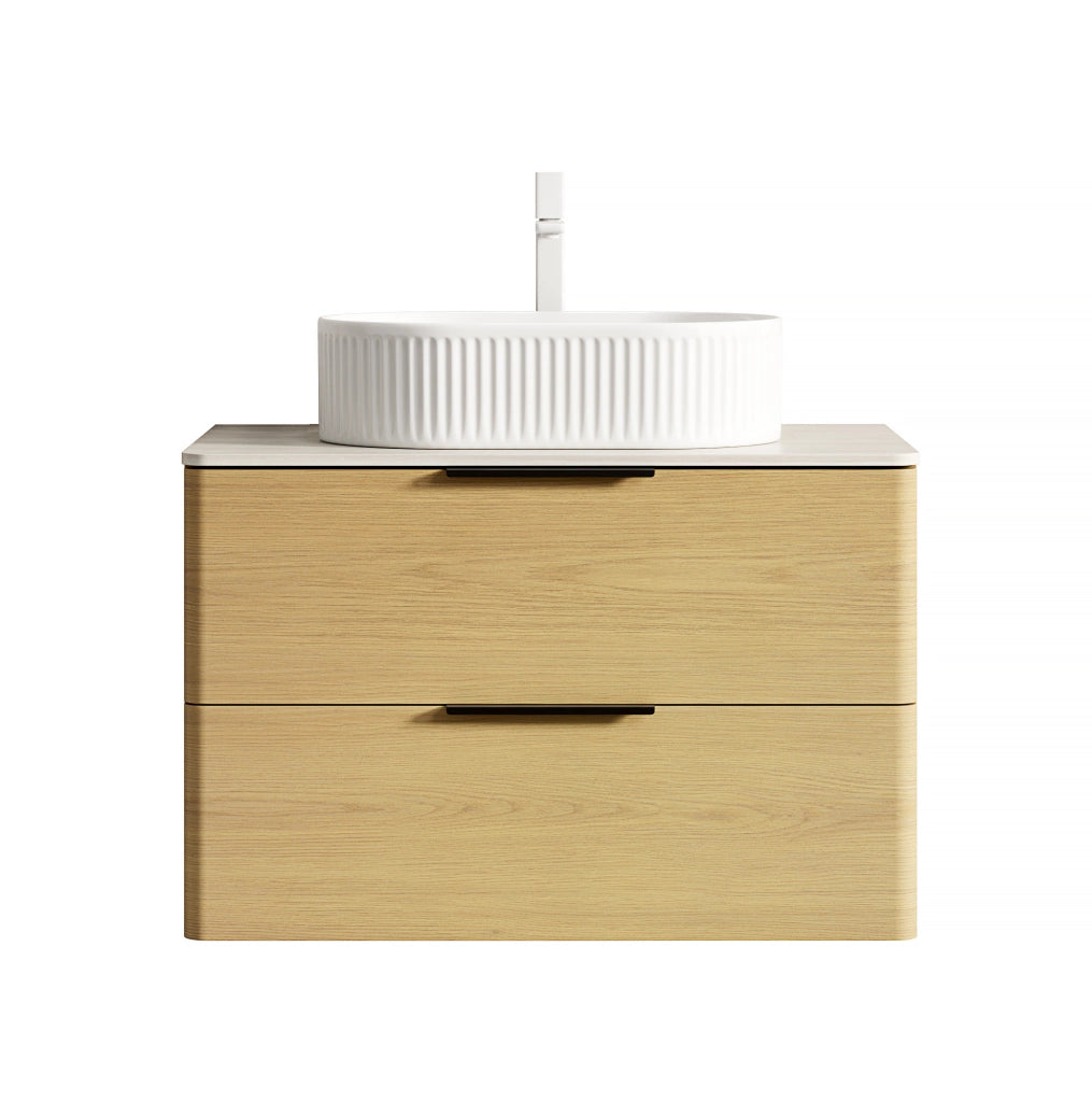 MOBILE BAGNO con lavabo ovale e 2 cassetti, ceramica e pietra sinterizzata