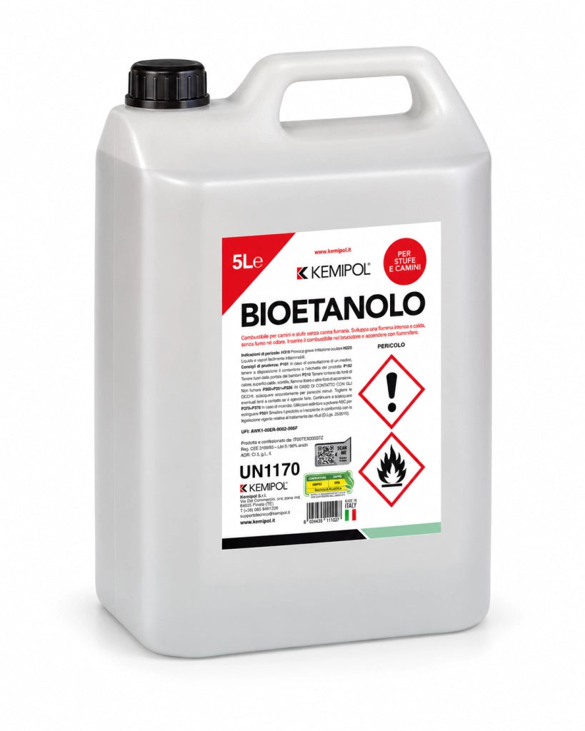 Bioetanolo Ecologico Kemipol Inodore Stufe Camini 5 Litri 4 Pezzi