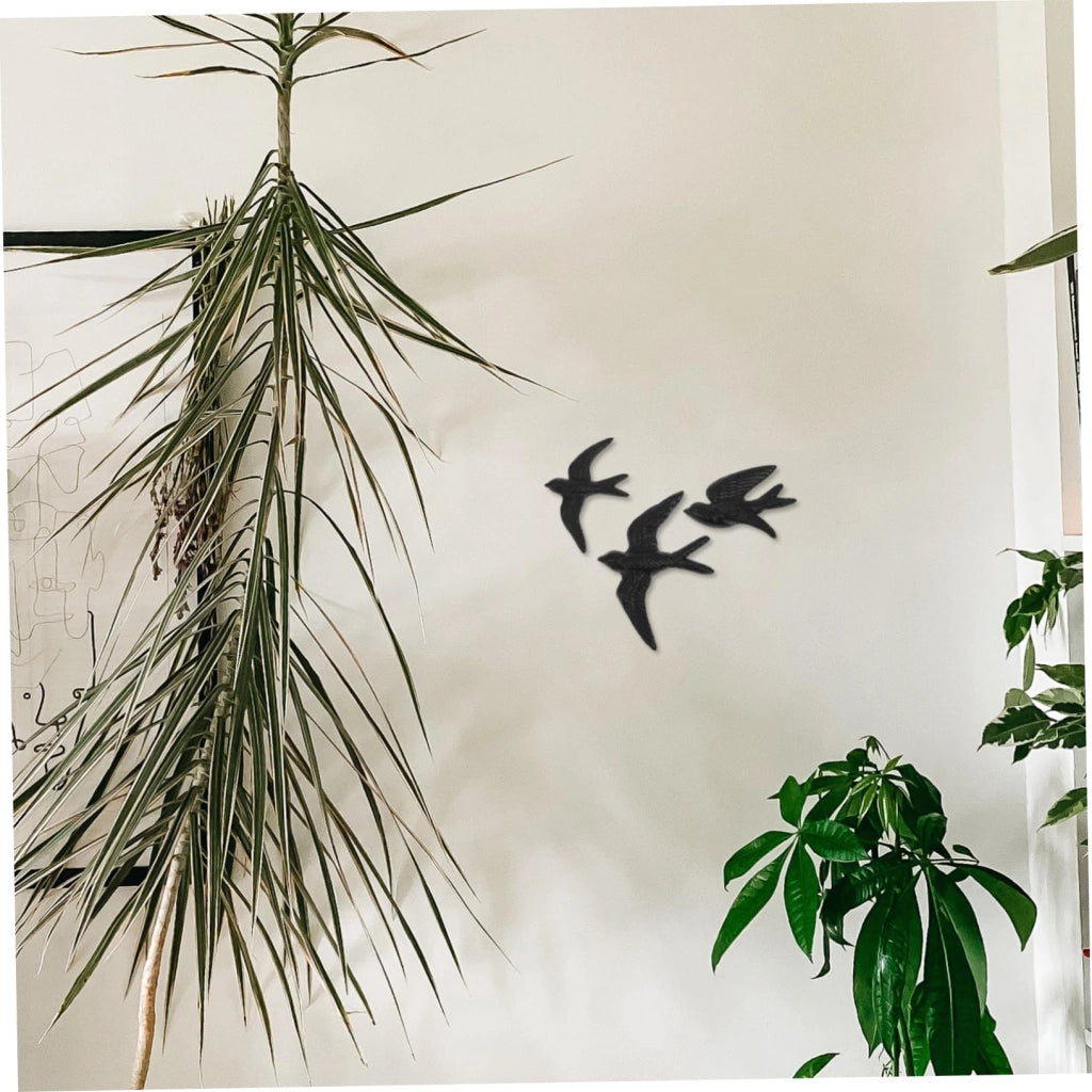 Set di 3 decorazioni murali a forma di uccello in ghisa, stile retrò, 17,5 cm