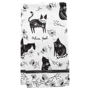 Strofinaccio da cucina in stile boho, motivo gatto bianco e nero, cotone, 45,72 x 55,88 cm