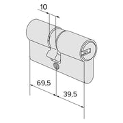 CILINDRO PROFILATO DOPPIO 'ASIX P8 PRO' mm 39,5+69,5 = 109 (40/70)