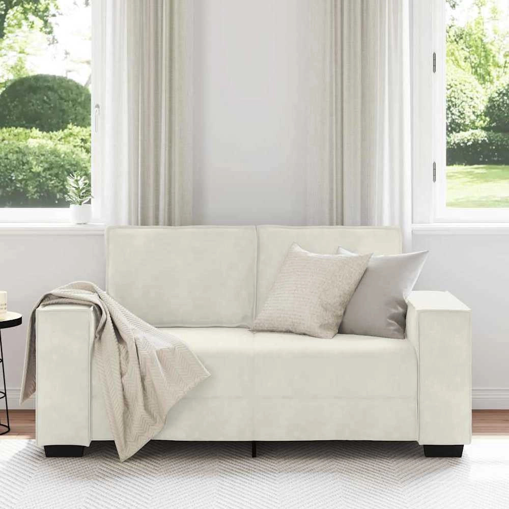 Divano a 2 Posti crema 160x78x84 cm in Velluto