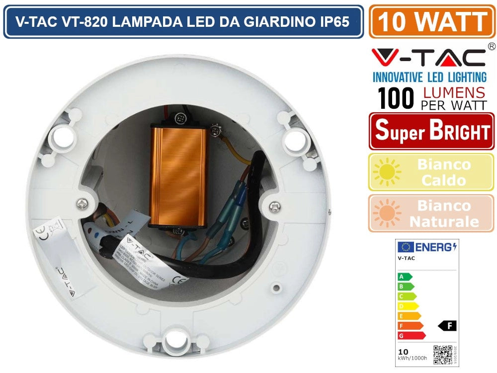 V-TAC VT-820 LAMPADA LED DA GIARDINO CON FISSAGGIO A TERRA 10W COLORE BIANCO IP65 - Colore Luce:Bianco Naturale