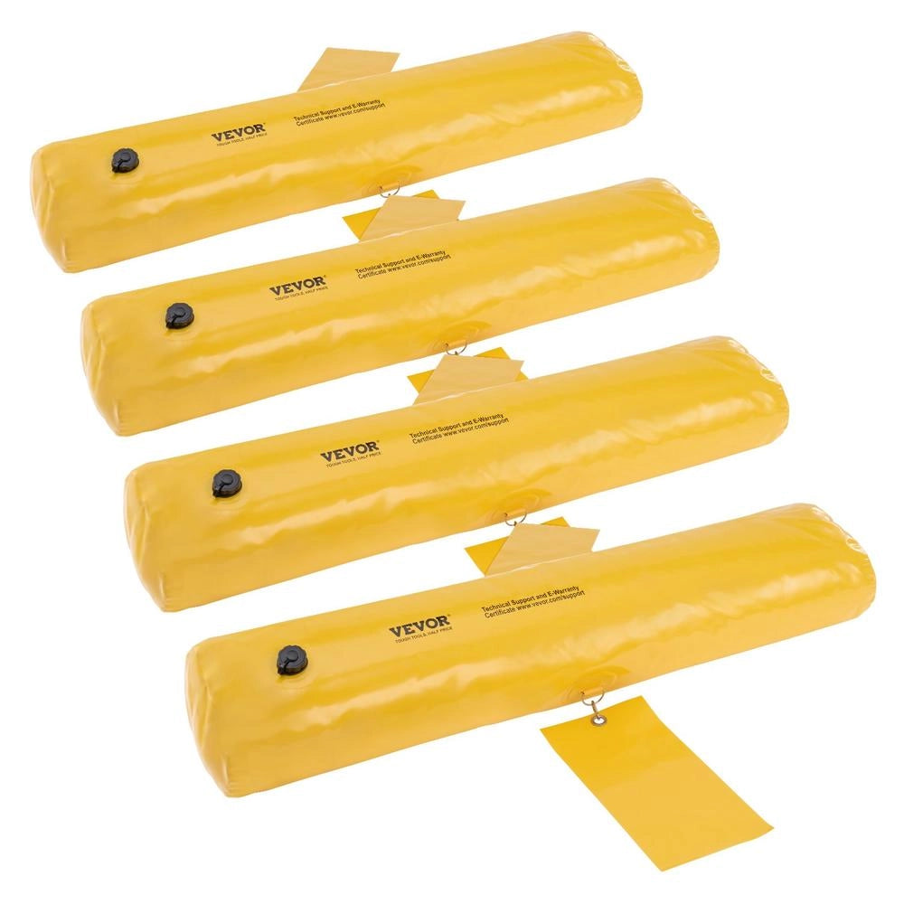 Set 4 Pezzi Barriera Antiallagamento in PVC Giallo 122 x 25 x 17 cm, Sacchi Robusti e Riutilizzabili per Casa, Ingresso e Vialetto