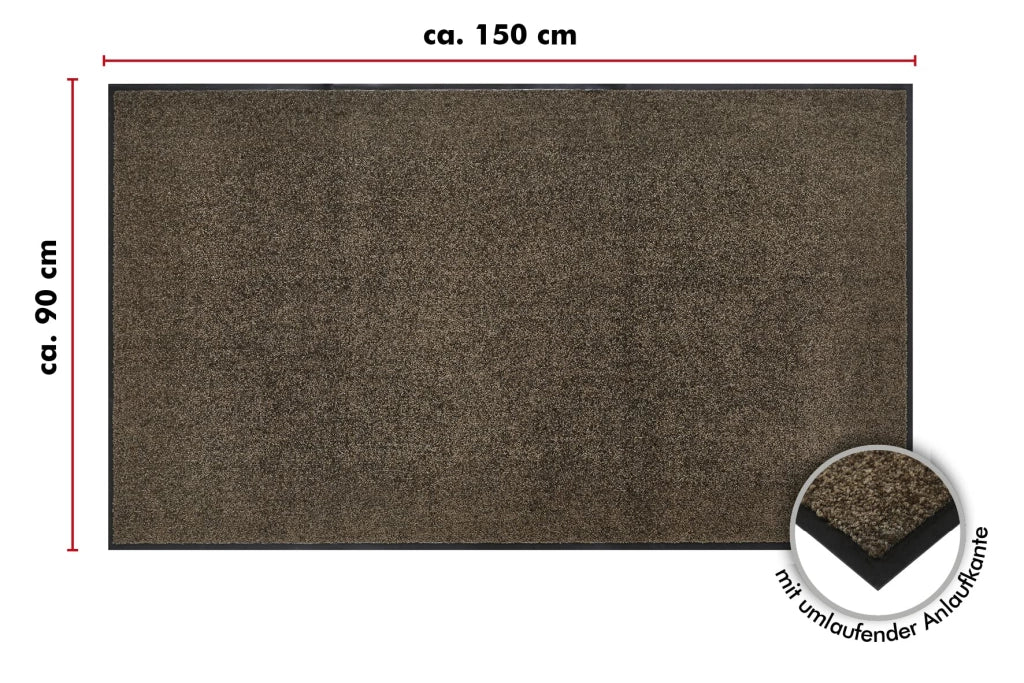 Tappetino perimetrale lavabile, 90x150 cm, marrone, antiscivolo