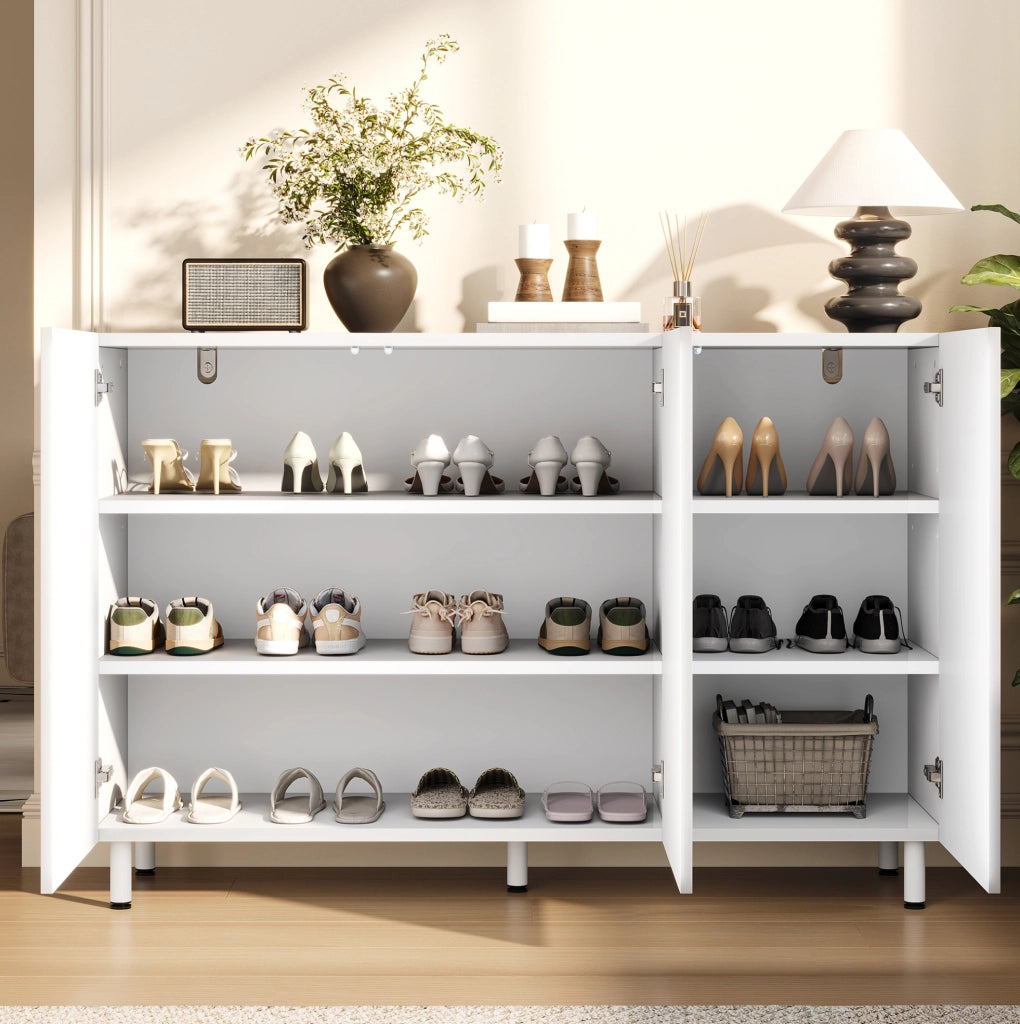 Credenza scarpiera bianca a 3 ante con ripiani regolabili