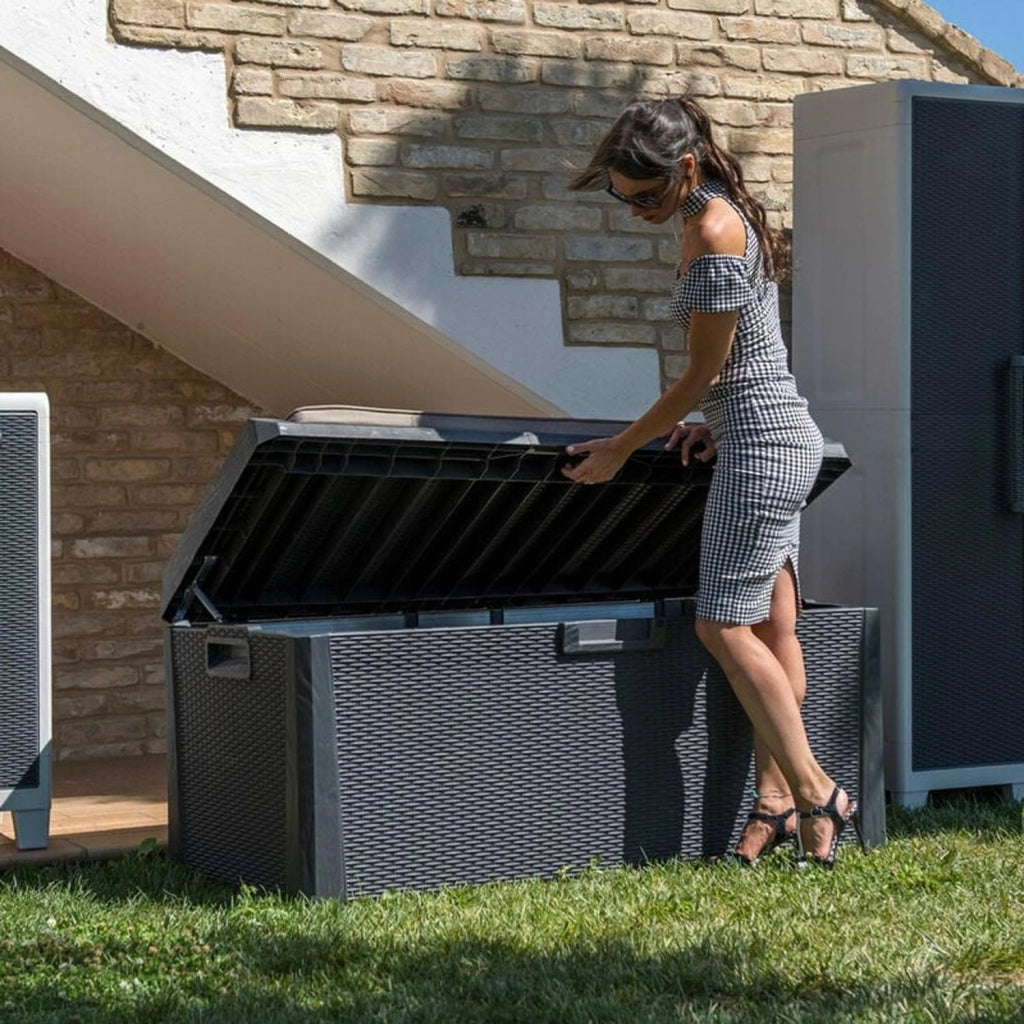 Contenitore con cuscino per seduta, capacità 340 litri, colore antracite
