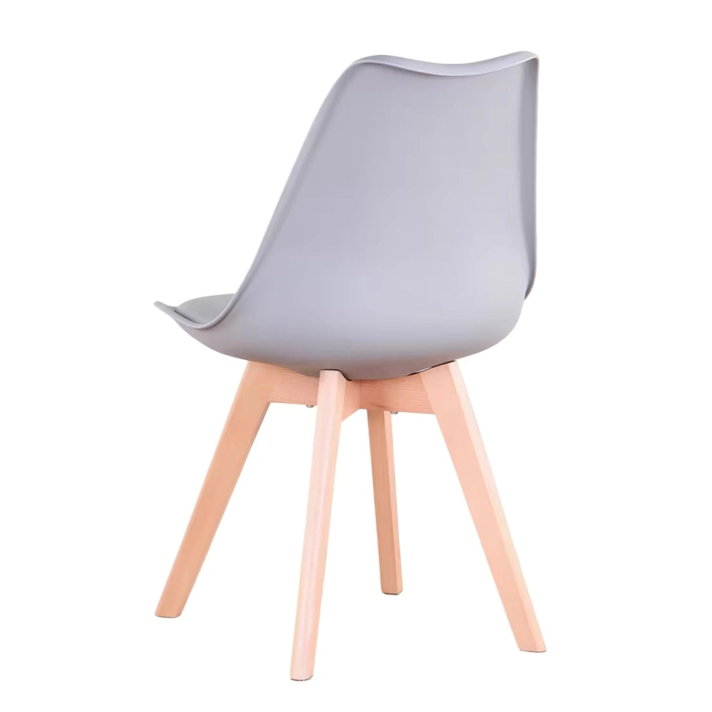 Set di 4 sedie da pranzo grigie in similpelle con gambe legno