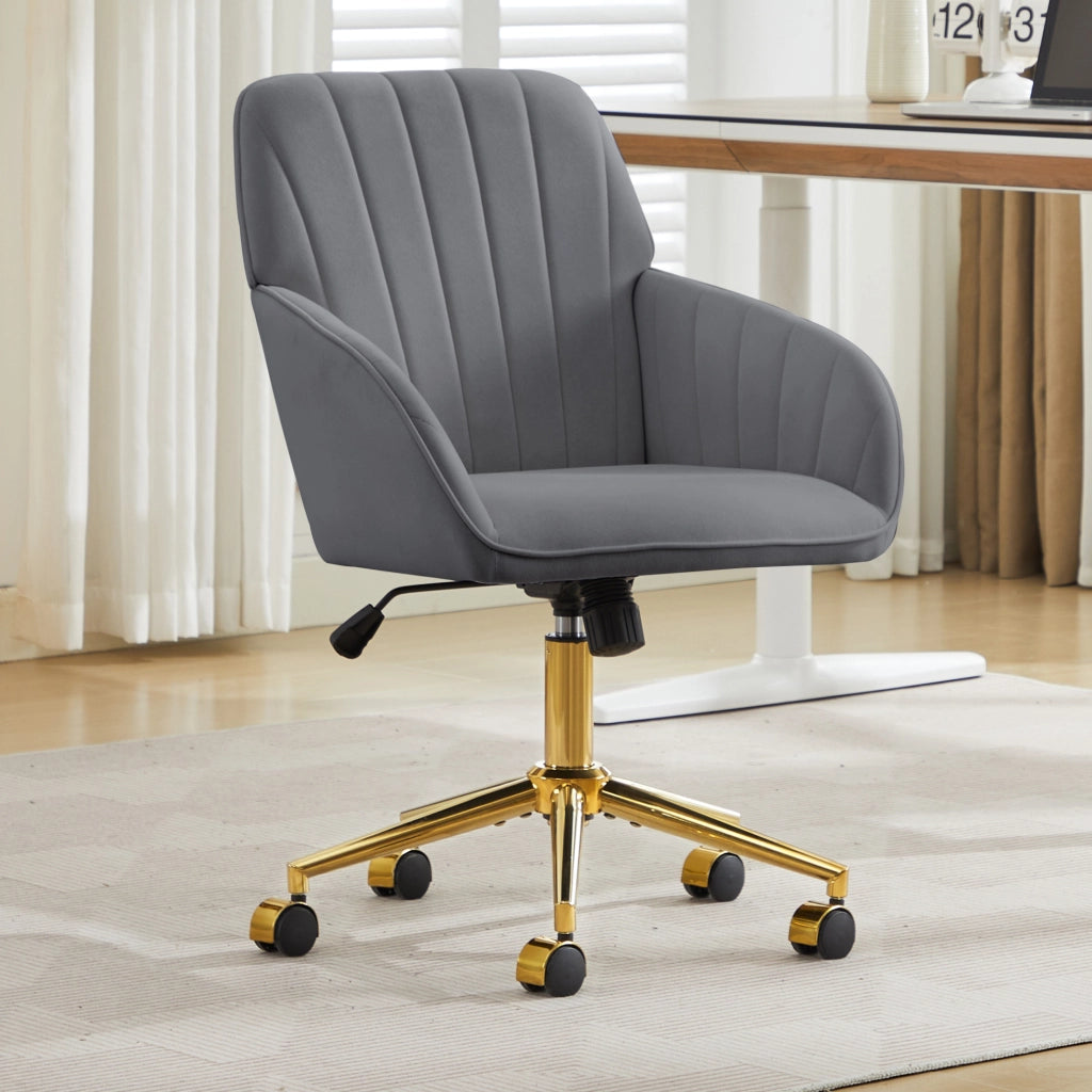 Sedia da ufficio ergonomica 62x60x97 cm in velluto grigio, regolabile per smart working