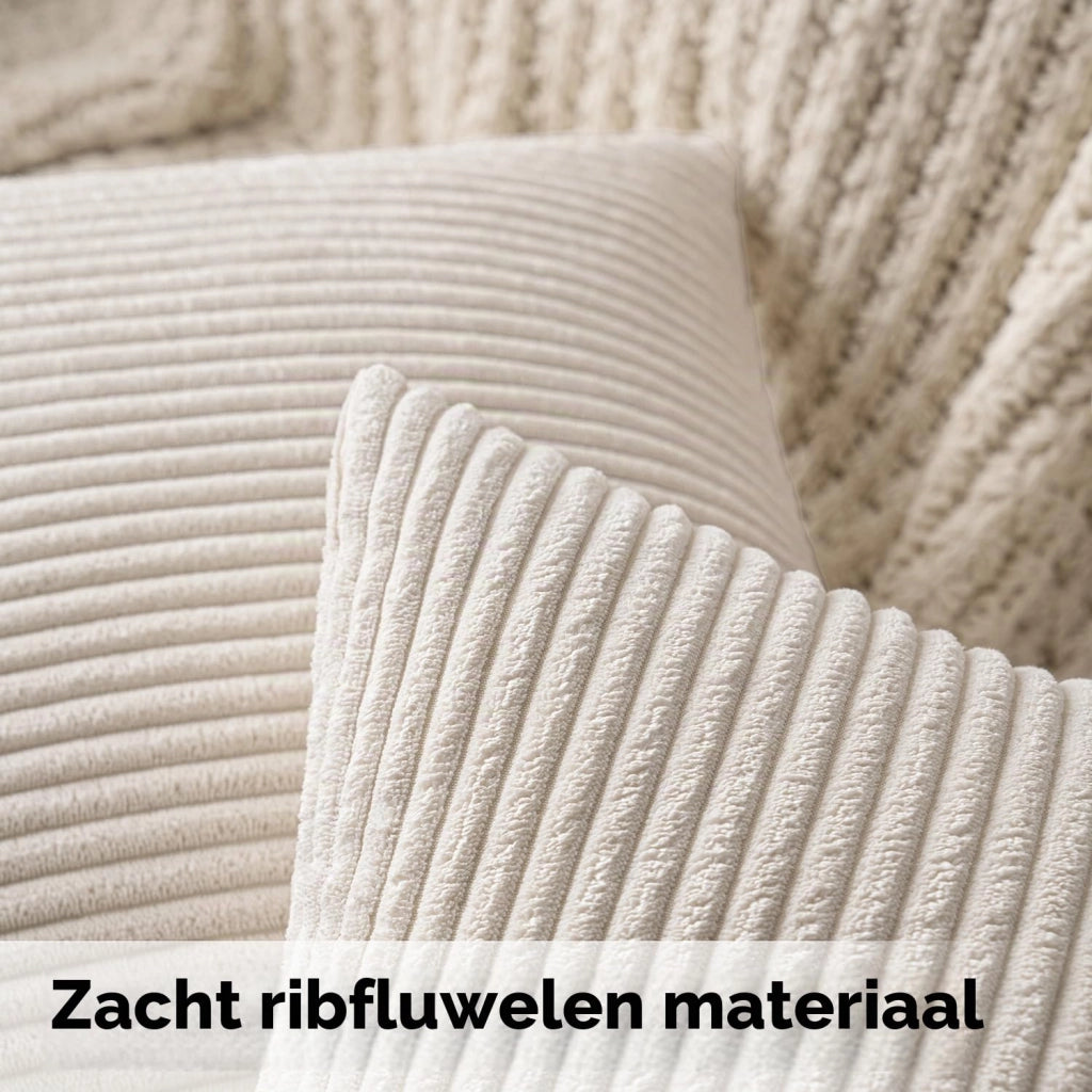 2 federe per cuscini a corda, 60x60 cm, color beige, con cerniera