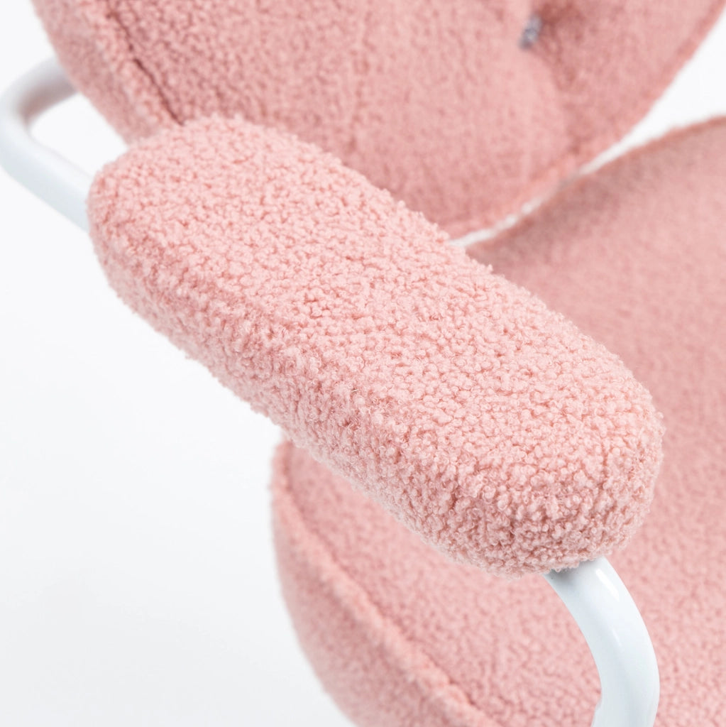 Sedia da ufficio rosa in poliestere con schienale imbottito e altezza regolabile – 63 × 61,5 × 93-101 cm