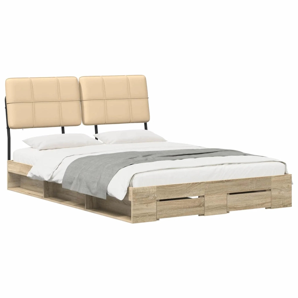 Letto matrimoniale con testiera Rovere Sonoma e crema 3440536