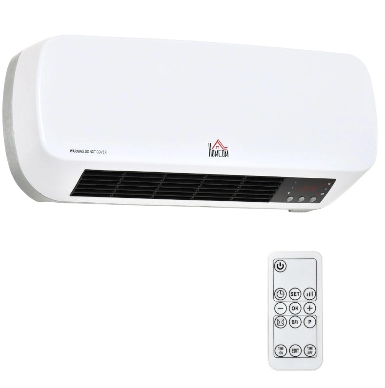 TERMOVENTILATORE da parete 2000 W con telecomando, timer 12 h, bianco