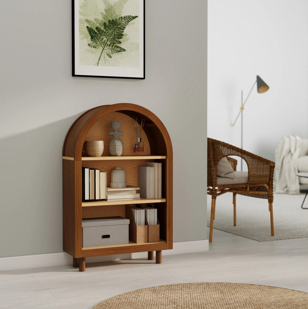 Libreria aperta 60x24x95 cm in legno ingegnerizzato noce; 3 ripiani