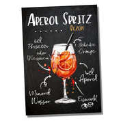 Targhetta per ricetta di cocktail, Aperol Spritz, 20 x 14 cm, metallo, decorazione
