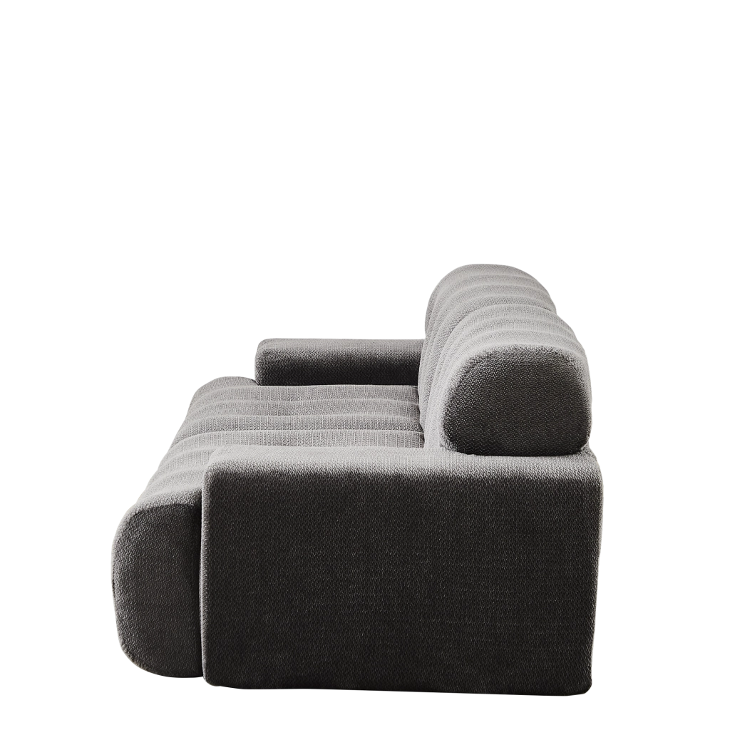 Divano 2 posti in ciniglia grigio, 224 cm, senza montaggio