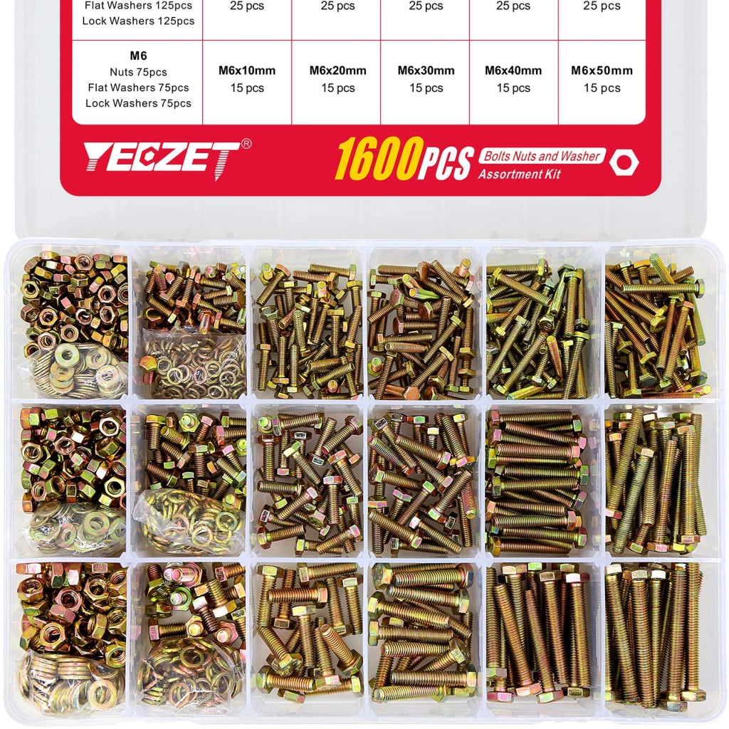 Assortimento di viti e dadi M4-M6, 1600 pezzi, zincati, classe di resistenza 8.8