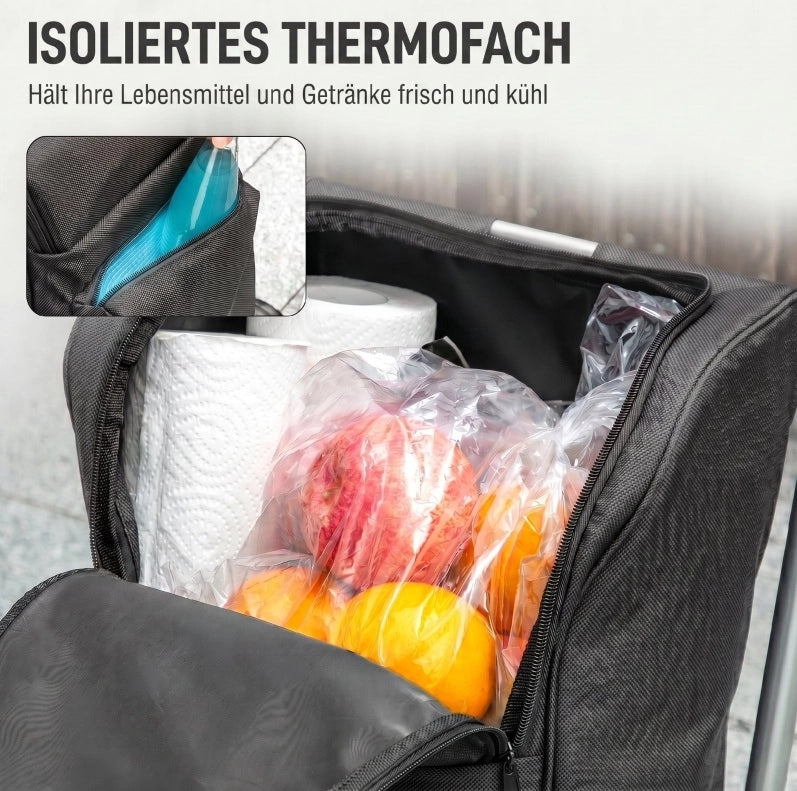 Carrello della spesa pieghevole da 46 l grigio scuro