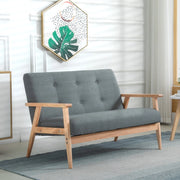 Divano 2 posti 115x66,5x73 cm in lino grigio scuro, design compatto