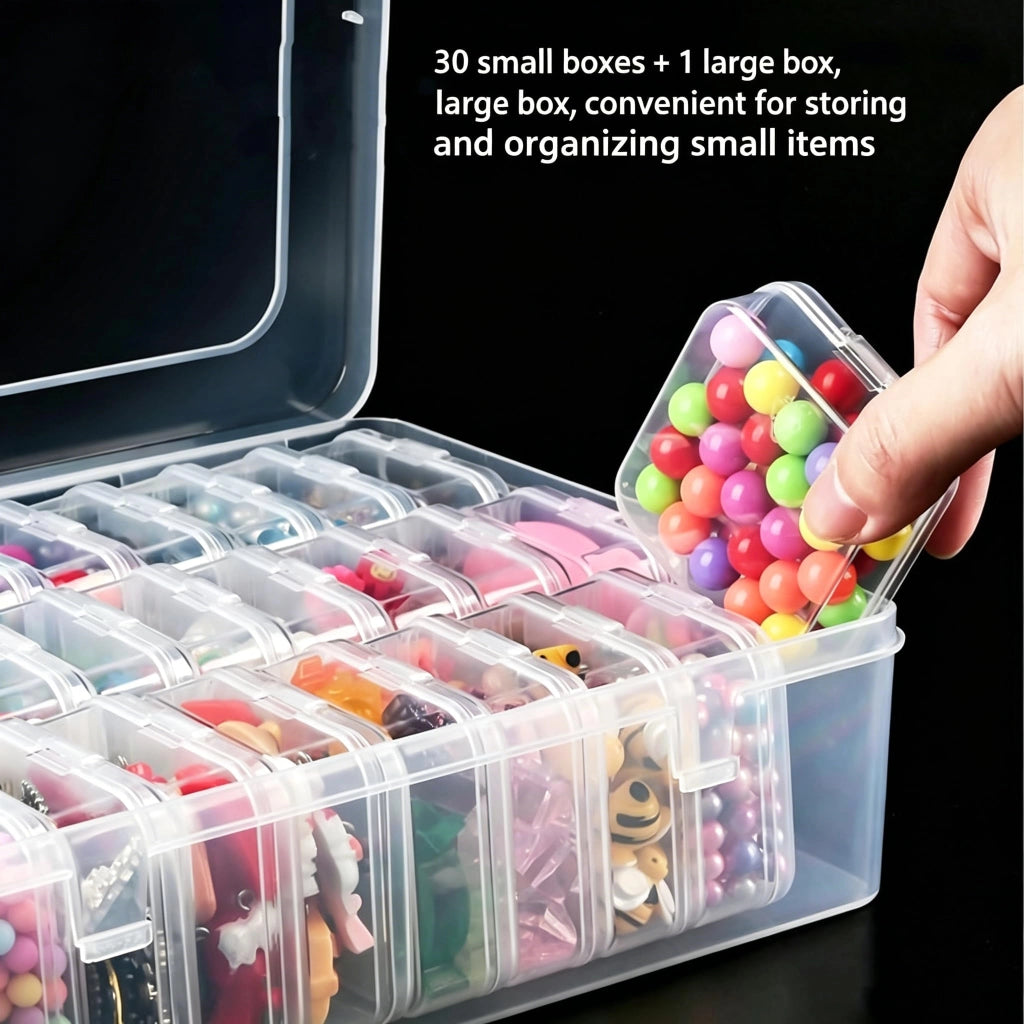 Set di 30 mini contenitori trasparenti, dimensioni 5,5 x 5,5 x 2 cm