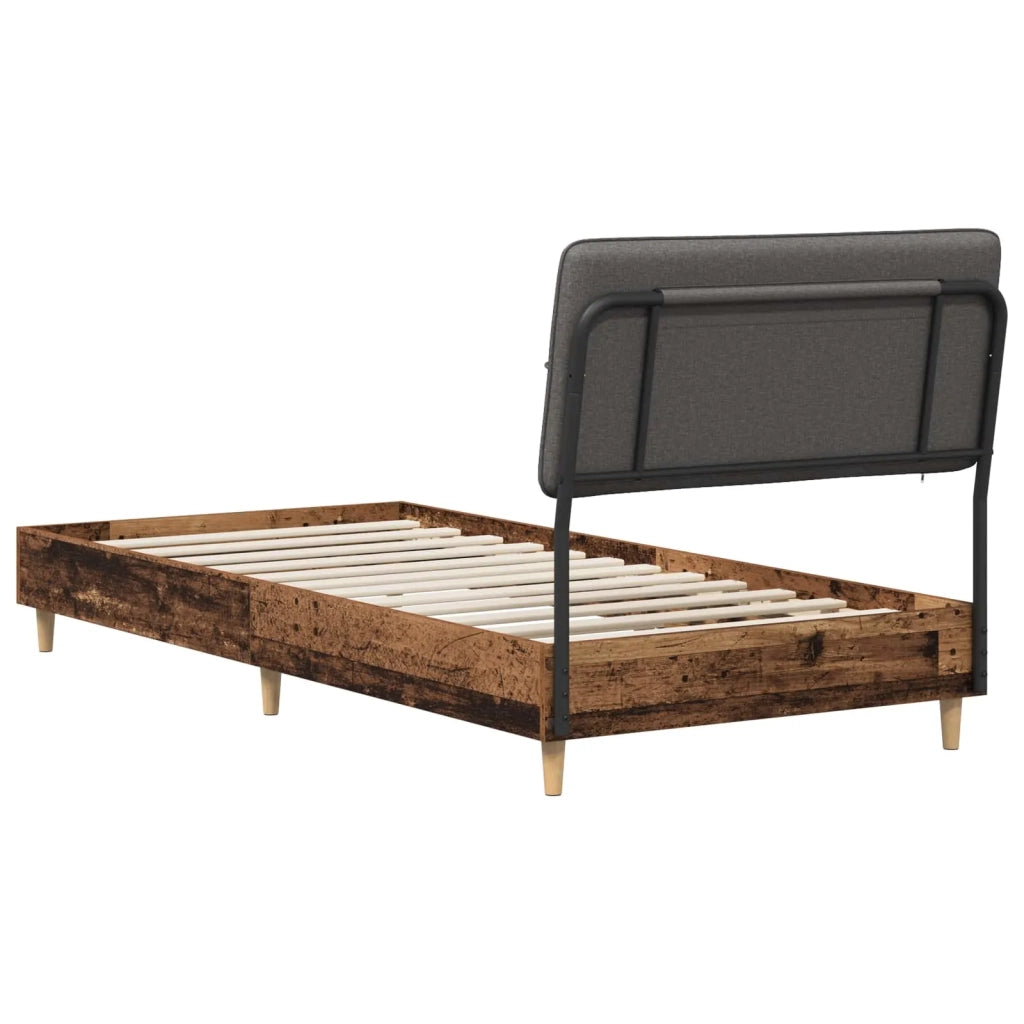 Letto singolo con testiera Legno vecchio e grigio scuro 8003467
