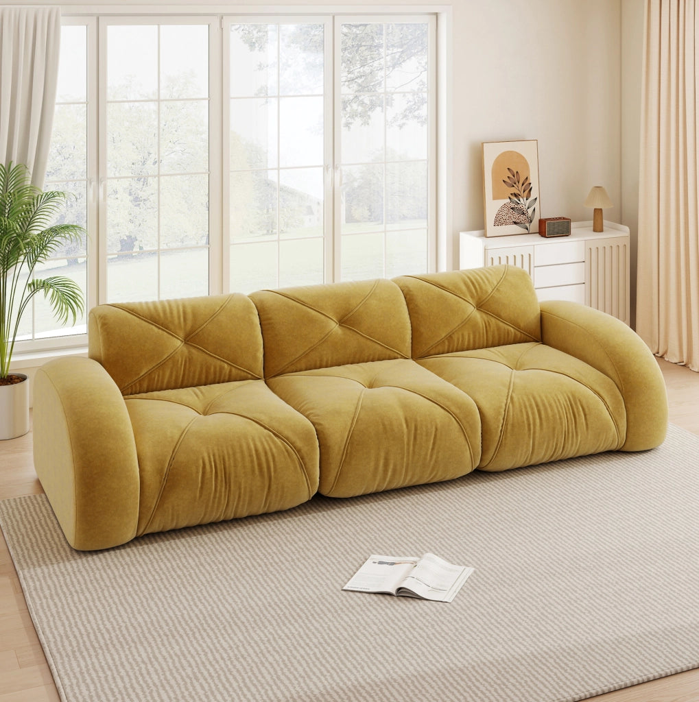 DIVANO Modulare Senza Struttura 281x95x76 cm in Ciniglia Gialla