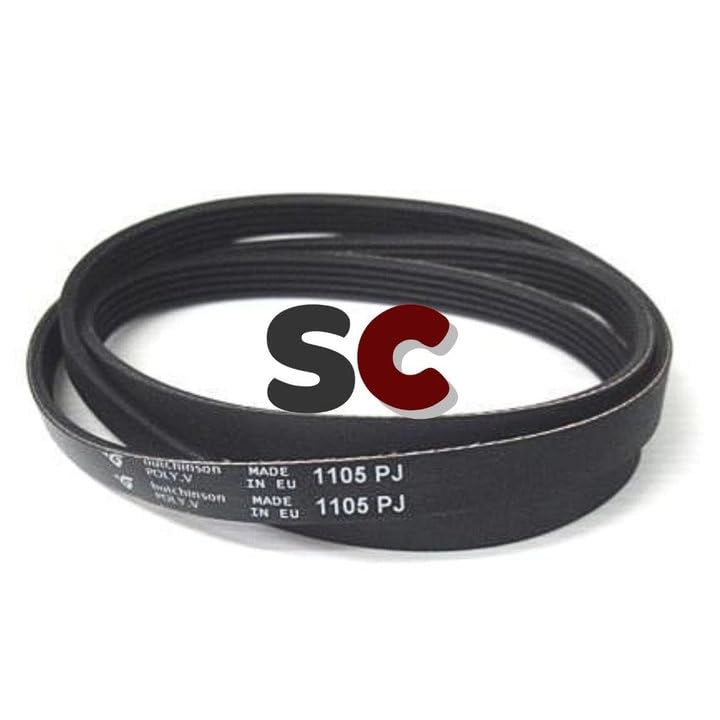 Cinghia per lavatrici, modello 1105 PJ, con fessura a J, lunghezza 1105 mm, elastica
