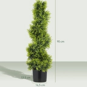 Albero artificiale a spirale da 90 cm con vaso, per interni ed esterni
