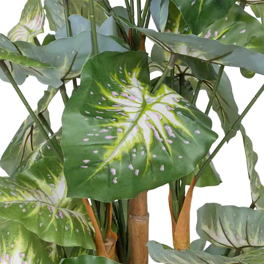Pianta alocasia decorativa artificiale verde 65x50x150h cm