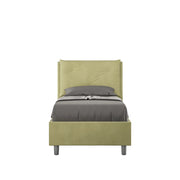 Letto Singolo Imbottito in Microfibra 80x210 Con Rete e Contenitore Appia Tè verde