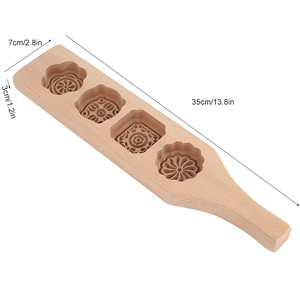 Stampo in legno a forma di luna, forma a fiore, 1 pezzo, lunghezza 35 cm