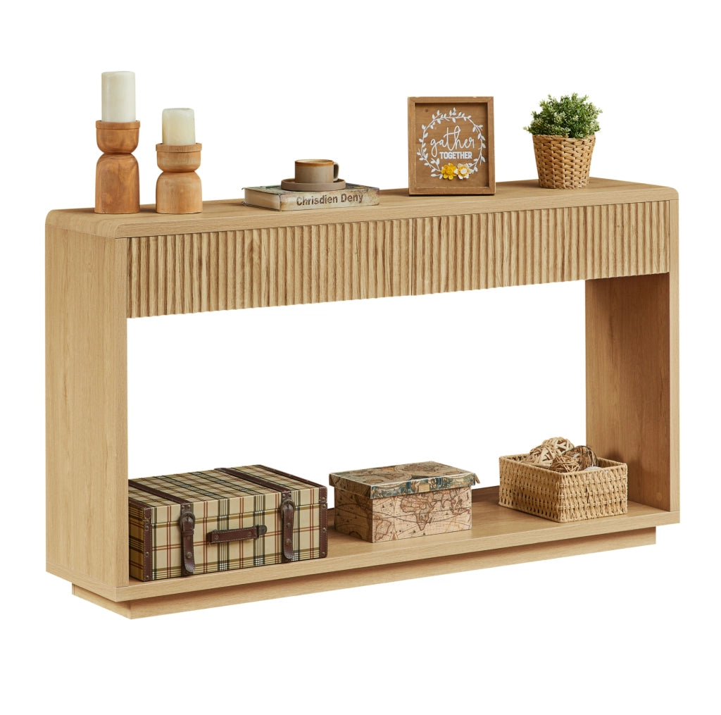 Consolle da ingresso 150 cm naturale con 2 cassetti e ripiano aperto