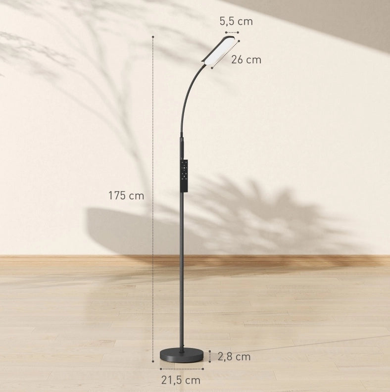 Lampada da terra LED nera dimmerabile con telecomando