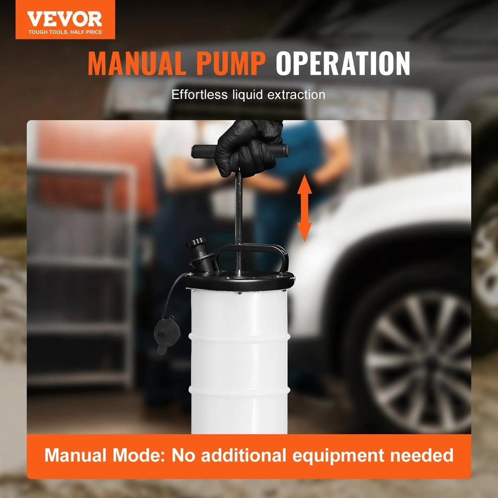 YS-087 Estrattore di Fluidi Pompa a Vuoto Manuale per Cambio Olio 6,5L in Polipropilene Bianco e Nero Pratico per Auto e Officina Fai da Te